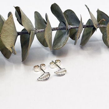 Leaf Stud Earrings In Sterling Silver, 2 of 10