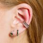 Baguette Huggie Earrings With Green Stones, thumbnail 1 of 5