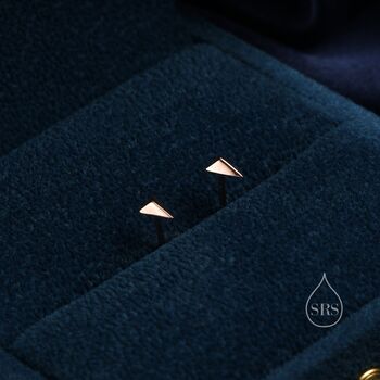 Sterling Silver Extra Tiny Triangle Pyramid Stud Earrings, 3 of 11