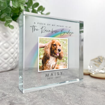 Personalised Rainbow Bridge Pet Photo Crystal Token, 4 of 9