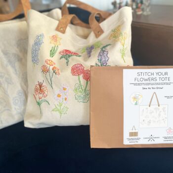 Stitch What You've Grown Flower Tote Bag Diy Kit, 2 of 12