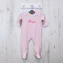 Personalised Embroidered Baby Grow, Long Sleeve, thumbnail 3 of 5