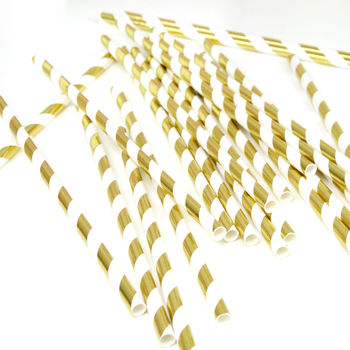 Metallic Gold And Silver Striped Paper Party Straws, 3 of 7