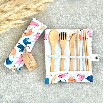 Eco Friendly Bamboo Picnic And Travel Cutlery Set, 4 of 7