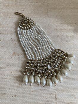 Kundan Antique Gold Pearl Passa/Jhumar, 4 of 5