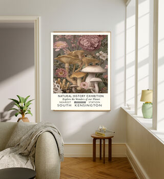 Natural History Pink Mushroom Art Print, 2 of 4