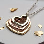 Personalised 9ct Mixed Gold Family Names Heart Necklace, thumbnail 3 of 4