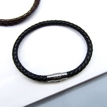 Men's Personalised Special Date Woven Leather Bracelet, 4 of 7