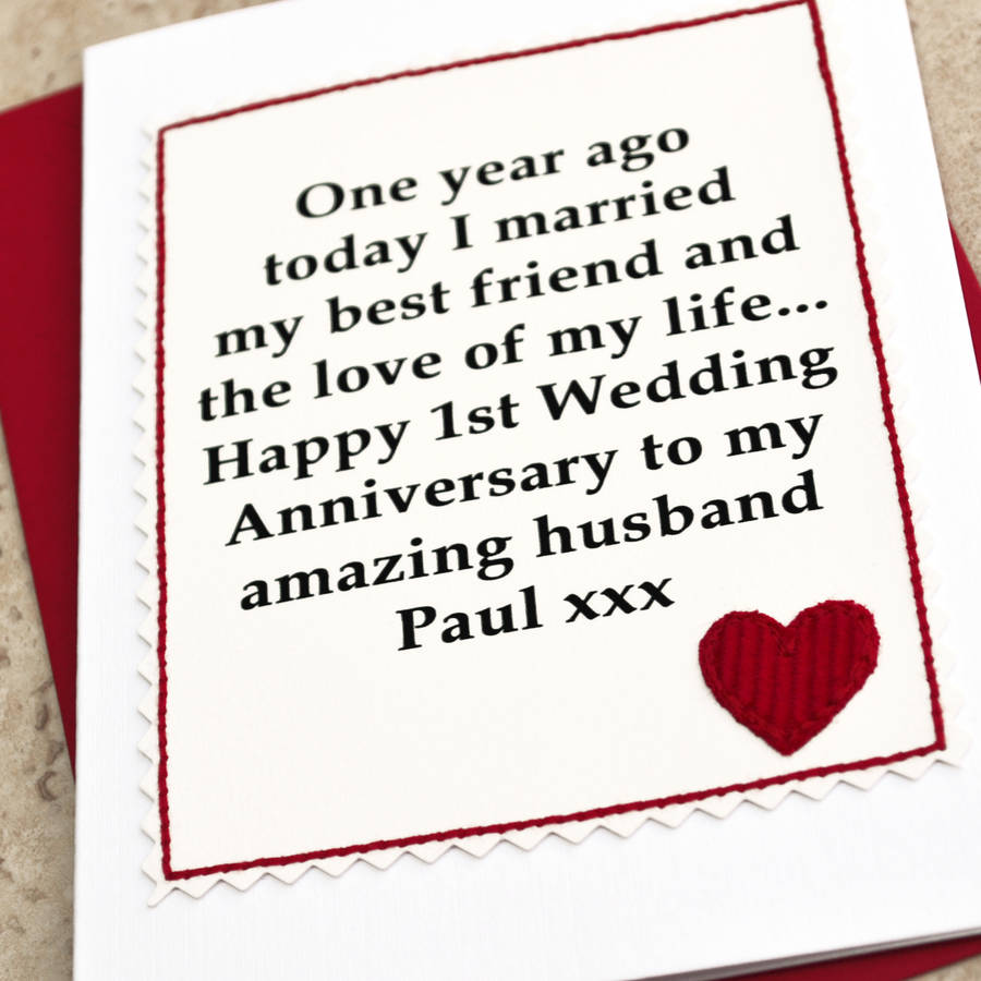  personalised  1st wedding  anniversary  card  by jenny arnott 