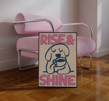 Rise And Shine Retro Print Kitchen Poster Bedroom Art Hand Drawn, 8 of 11