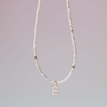 Seed Pearl Letter Necklace 18ct Gold Vermeil Plating, 2 of 7