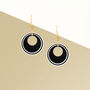 Black And Pearlescent White Circular Earrings • Gold Plated Sterling Silver Hooks, thumbnail 1 of 9
