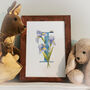 I Is For Iris Floral Letter Print, Personalised, thumbnail 1 of 8