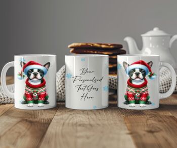 Personalised Boston Terrier In Christmas Jumper Mug, 2 of 2