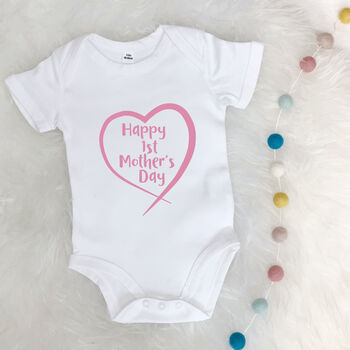 Happy First Mother's Day Heart Babygrow, 6 of 9
