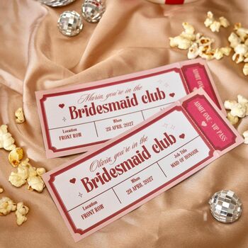Personalised Pink Bridesmaid Proposal Ticket Invitations, 2 of 4