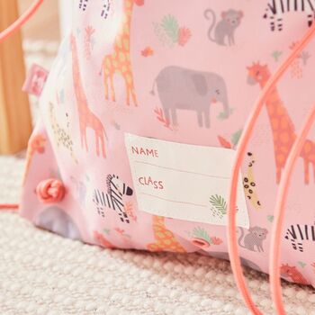 Personalised Pink Safari Print Drawstring Bag, 6 of 8