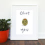 Olive You Valentines Card Or Print, thumbnail 3 of 4