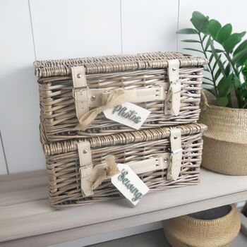 Antique Wash Hamper With Personalised Wooden Tag, 3 of 7