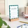 2026 Wavy Desk Calendar Cards With Wooden Stand, thumbnail 8 of 10
