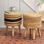 Eco Blend Jute Footstool With Stripes, thumbnail 3 of 4
