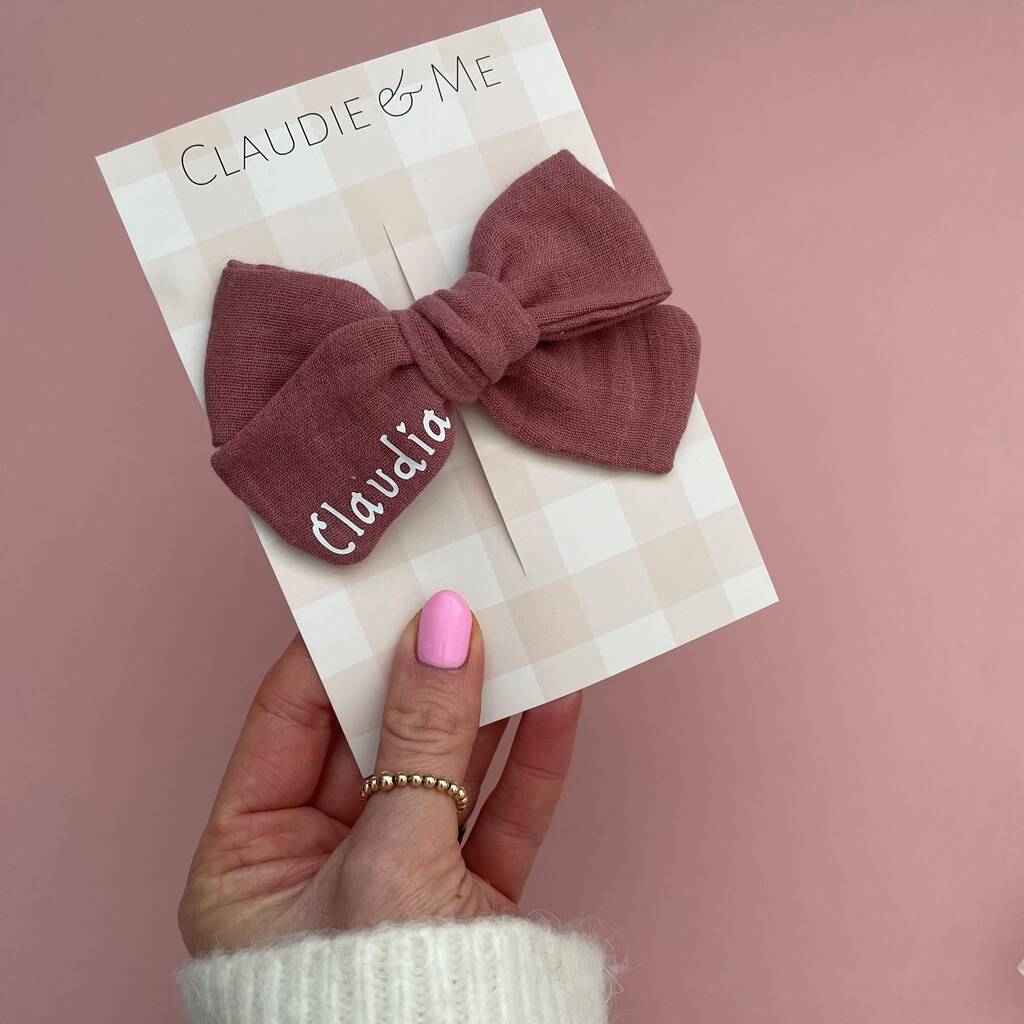 Dusky Pink Personalised Hair Bow