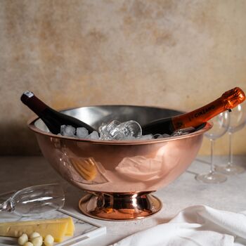 Hammered Silver Solid Copper Champagne And Ice Bowl Bucket, 8 of 12