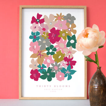 Personalised Thirtieth Birthday Blooms Giclée Print, 3 of 6
