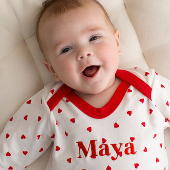Personalised Babies First Valentine's Romper, 5 of 6