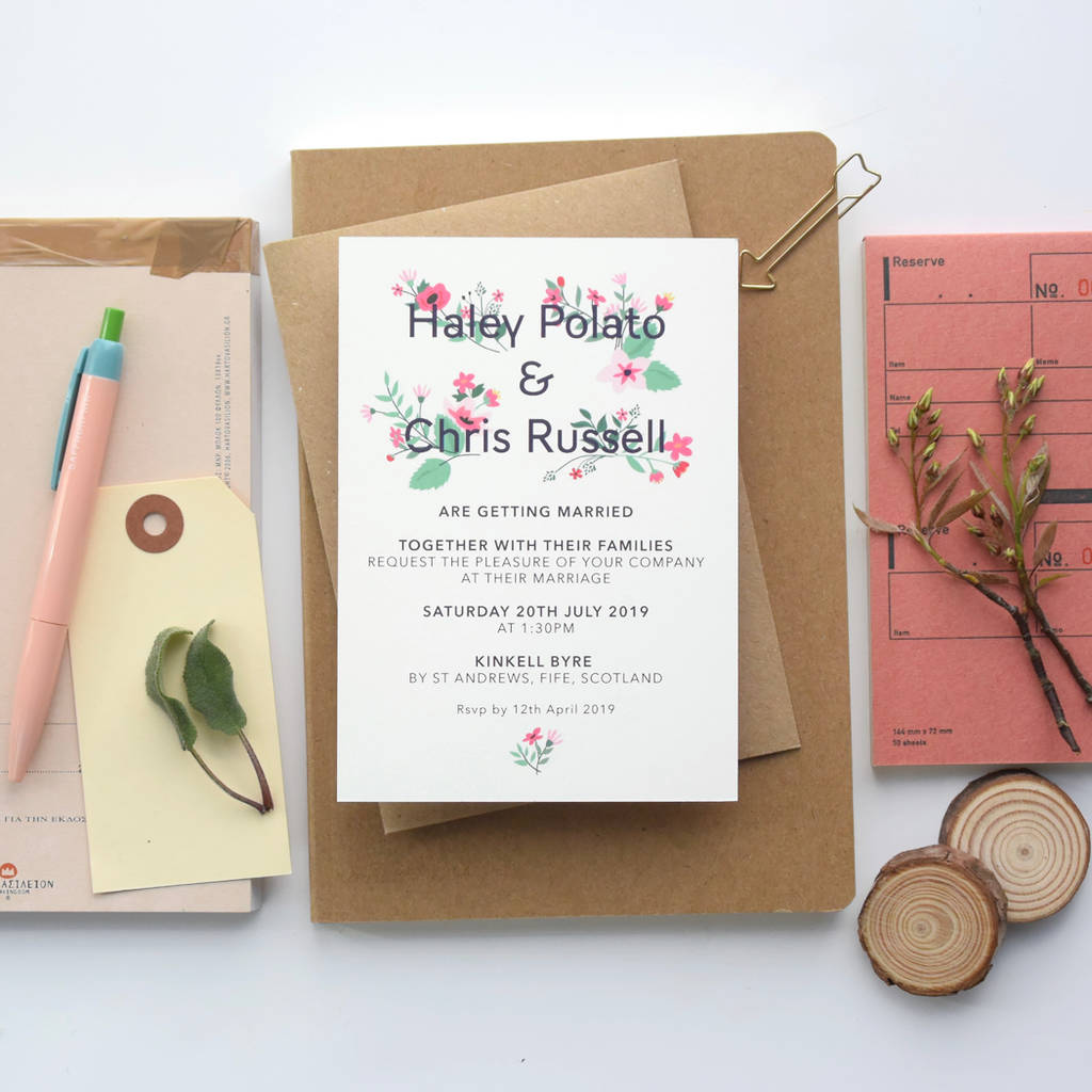 Floral Bright Wedding Invitation By Paper And Inc | notonthehighstreet.com