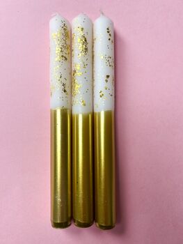 White And Gold Glitter Christmas Candles 'Angel Wings', 4 of 4