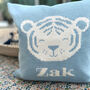 Personalised Knitted Tiger Cushion, thumbnail 1 of 5