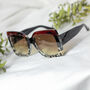 Chunky Oversized Statement Butterfly Sunglasses In Brown Leopard, thumbnail 3 of 3