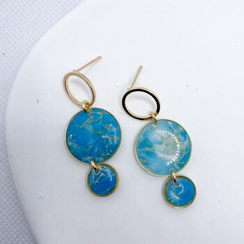 Circular Turquoise Clay And Resin Statement Earrings, 4 of 11