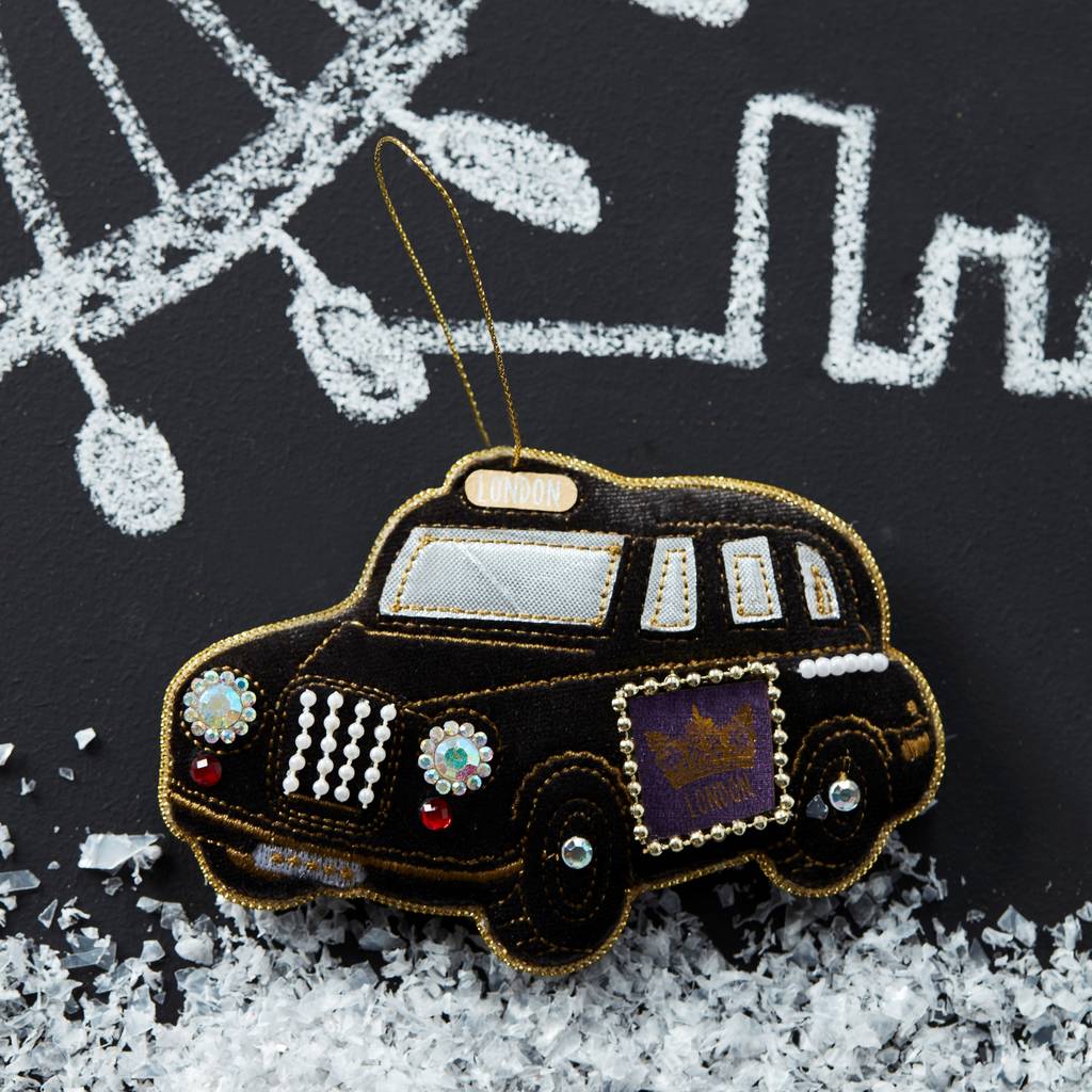 velvet london taxi christmas decoration by the christmas home