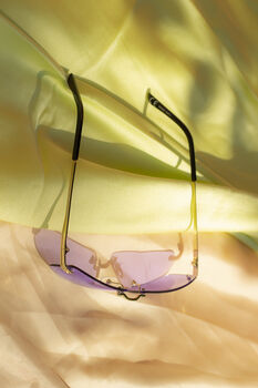 Lilac Rimless Rectangle Colour Tint Sunglasses, 3 of 6