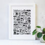 Newcastle Illustrated Black And White Print, thumbnail 1 of 3