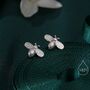 Honey Bee Stud Earrings In Sterling Silver, thumbnail 1 of 12