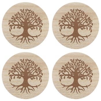 Set Of Four Tree Of Life Engraved Coasters, 4 of 5