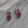 Ruby Silver Stud Earrings: July Birthstone Jewelry, thumbnail 3 of 7