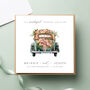 Green Floral Vintage Car Personalised Wedding Card, thumbnail 1 of 2