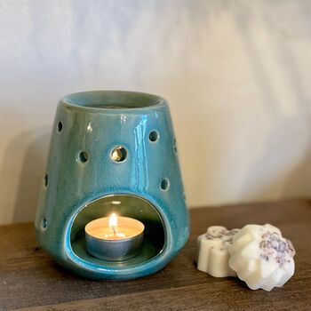 Green Ceramic Wax Melt Burner And Wax Melts Gift Set, 3 of 9