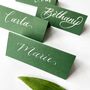 Green Calligraphy Folded Place Cards, thumbnail 2 of 3