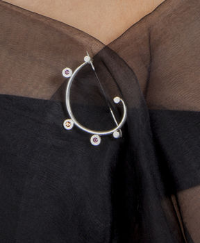Curved Silver And Gem Stone Brooch, 2 of 4