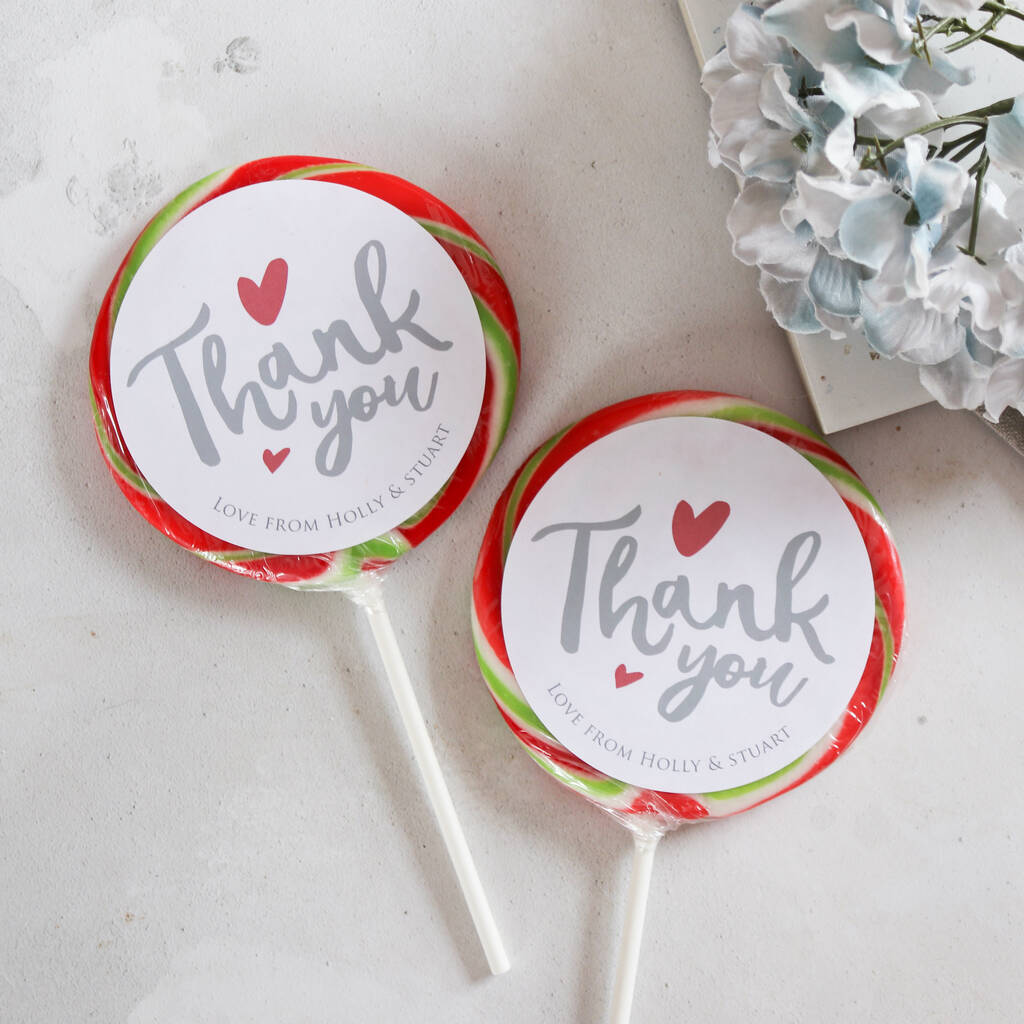 Personalised Thank You Wedding Favour Giant Lollipops By Holly's ...