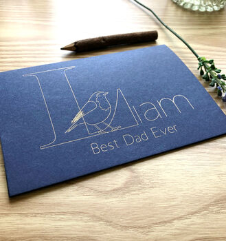 Personalised Robin Name Father's Day Gold Foil Card, 7 of 12