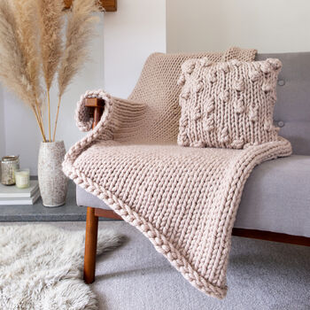 Big Bobble Stitch Cushion Easy Knitting Kit, 7 of 10