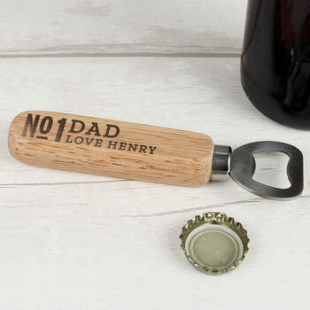 Personalised No.One Wooden Bottle Opener, 5 of 5