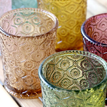 Solara Set Of Six Floral Coloured Glass Tumblers, 3 of 3