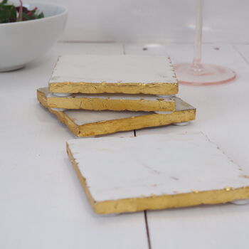 Marble And Gold Drink Coasters Set Of Four, 4 of 9
